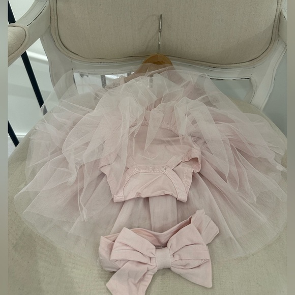 🩰 0~3 Mth Ballet Pink Multi Tiered Tulle Tutu Fancy Baby Dress with Bow NWT - Picture 11 of 12
